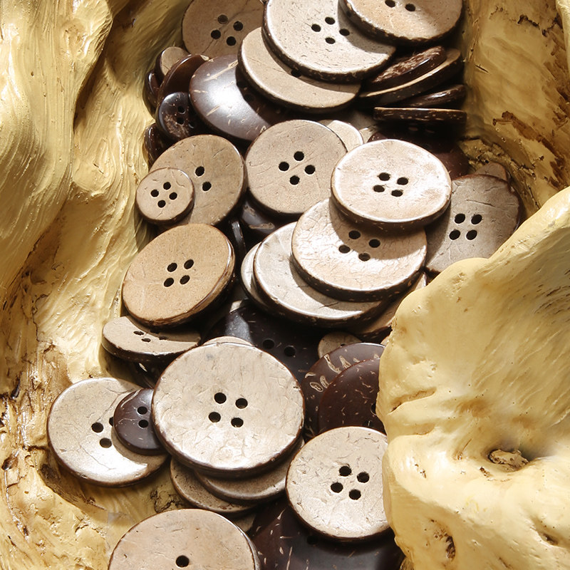 原木色针织衫天然椰子宝宝衣服可爱装饰椰壳钮扣配件圆形衬衫钮扣