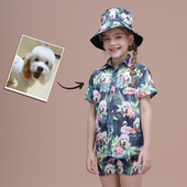 儿童夏威夷花衬衫 定制泰国三亚度假海岛风休闲宽松痞帅衬衣 沙滩裤