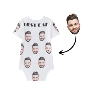 满月百日宴宝宝婴儿爬行服定制儿童爸爸妈妈头像印花包屁衣连体衣