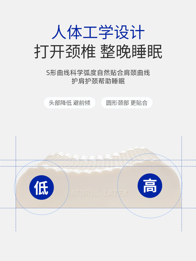 THAILAND LATEX PILLOW HIGH PILLOW THICKENING AND HIGH SOFT AND HARD NOT DEFORMED NATURAL RUBBER PILLOW CORE CERVICAL SPINE MEN SINGLE