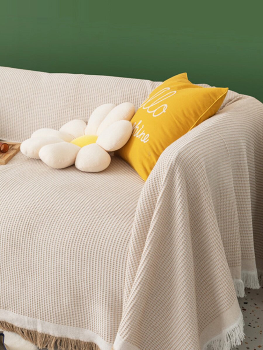 원피스 소파 타올 북유럽 단색 사계절 면실 담요 심플 쿠션 인 스타일 소파 타올 멋쟁이 점심 담요