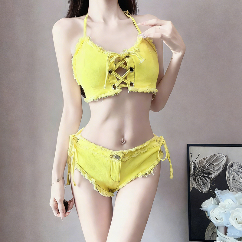 欧美性感系带露背比基尼女士分体式性感度假风糖果风泳衣显瘦辣妹