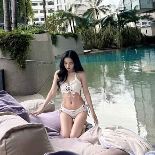 春夏美式辣妹绑带聚拢显瘦比基尼