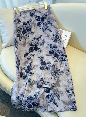 醋酸印花半身裙女夏季薄款2025新款巨好看碎花直筒a字裙包臀裙子