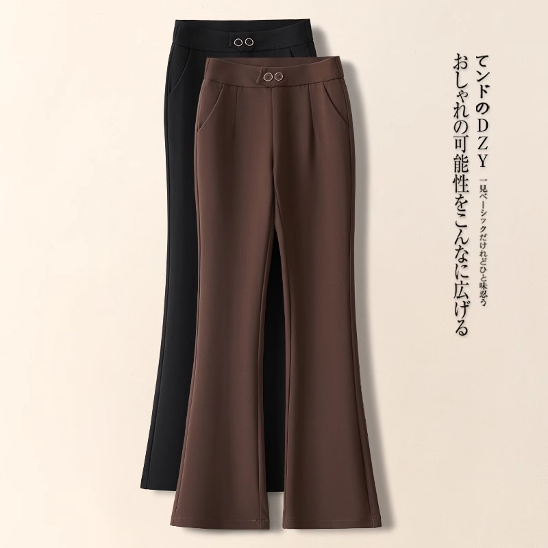 咖色微喇裤子女春秋2025新款