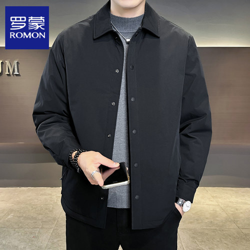 罗蒙潮牌翻领白鸭绒羽绒服高级感