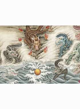 中国龙字画动物走兽画酒店餐饮火锅墙壁画墙面贴画挂画九龙戏珠图
