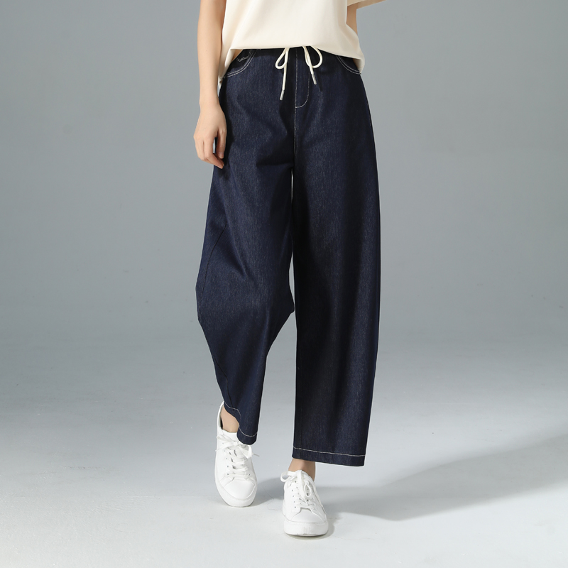 凌丹娜九分高腰牛仔裤女夏季薄款