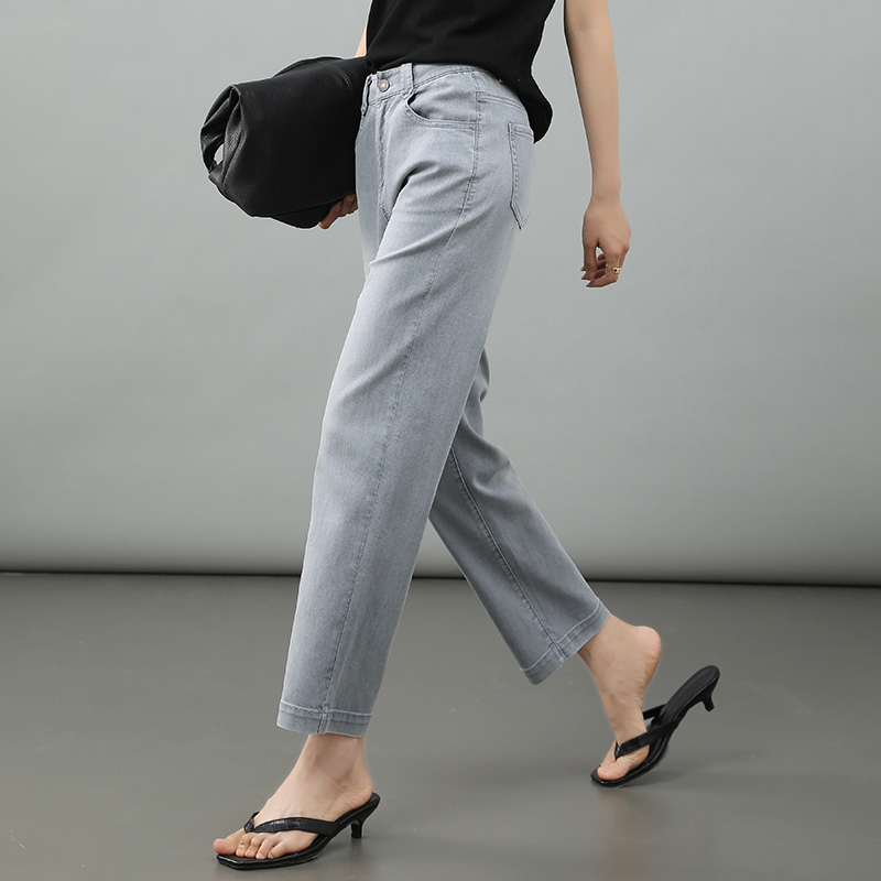凌丹娜直筒牛仔裤女九分烟管裤