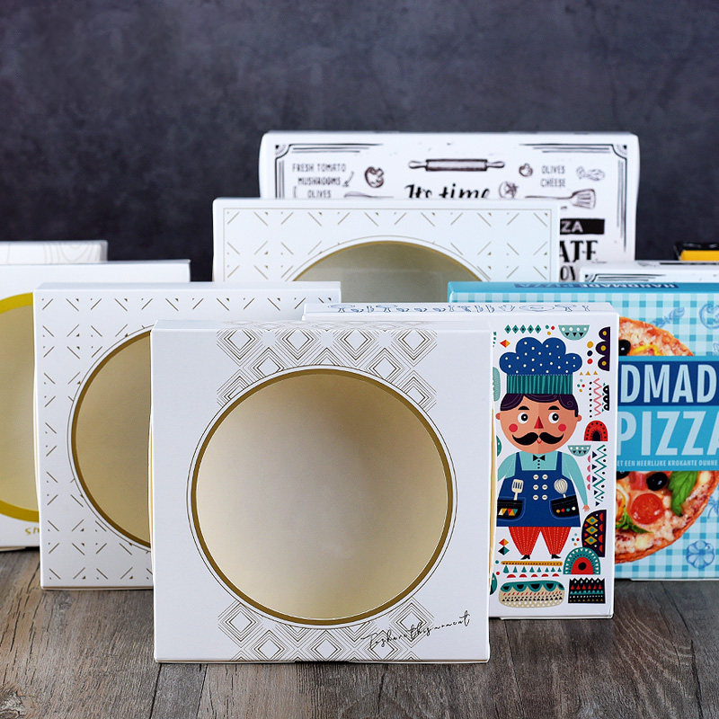 披萨盒4/5/6/7/8寸通用PIZAA盒开窗包装盒西点打包盒派盒