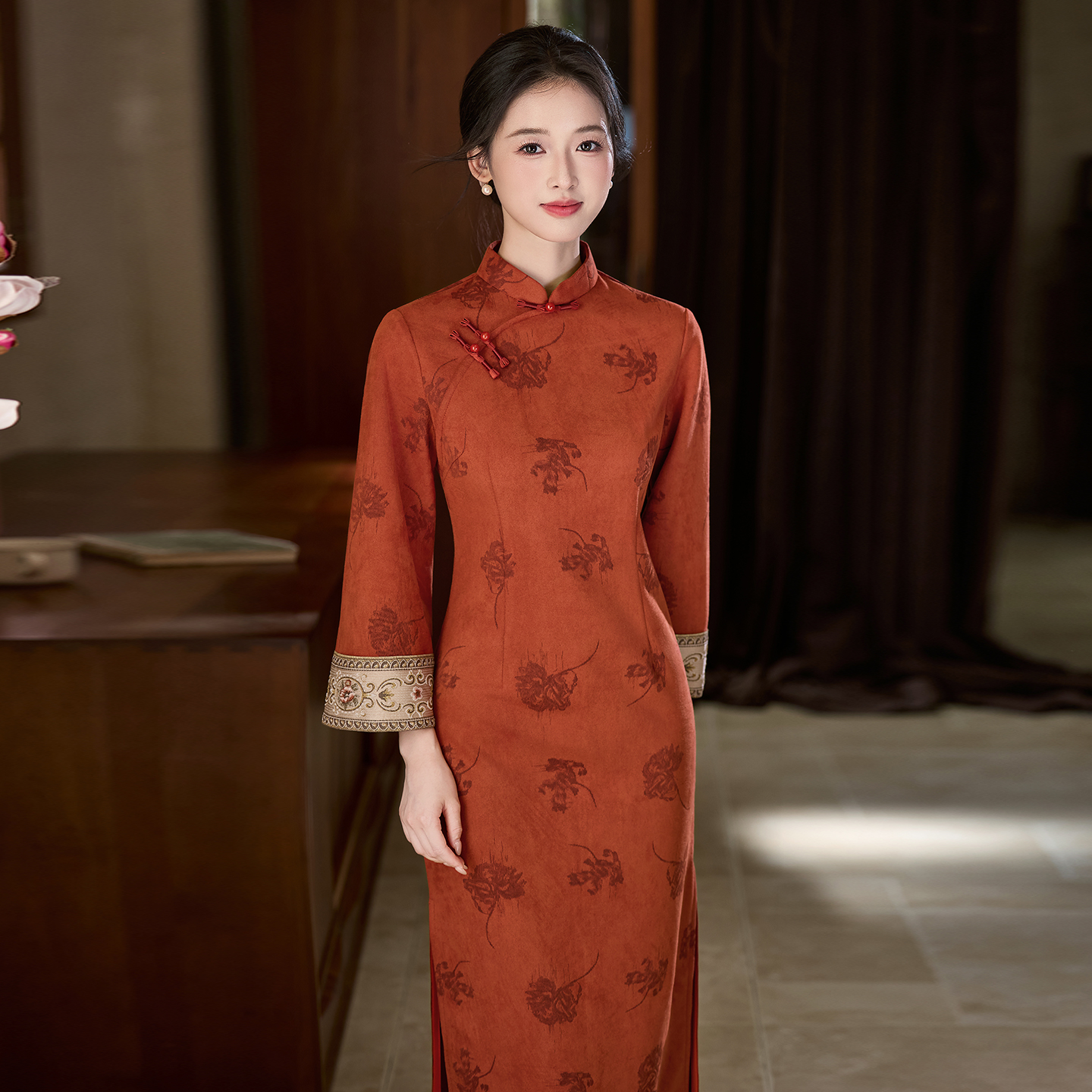 红色新中式绝美倒大袖女旗袍2025新款年轻款气质高级感复古国风