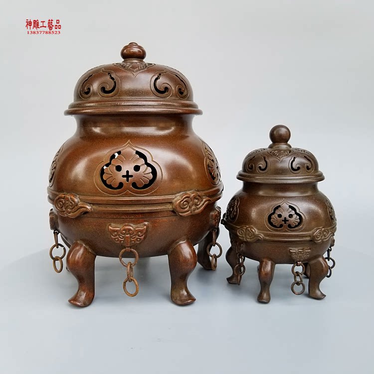 黄铜五足帝王炉盘香沉香熏香炉檀香炉禅意香薫炉家用宣德炉摆件