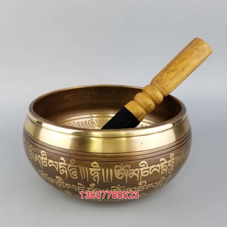 纯铜尼泊尔手工金钵佛音碗佛头金钵颂钵转经碗修行钵瑜伽钵法器