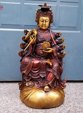 全铜地母元君铜像后土娘娘坐像后土夫人大地之母摆件铜雕定制