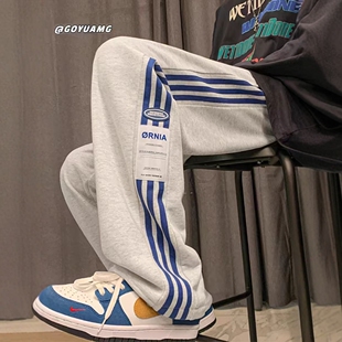 夏季薄运动卫裤男孩三杆帅气男装初中高中学生休闲裤子青少年潮流