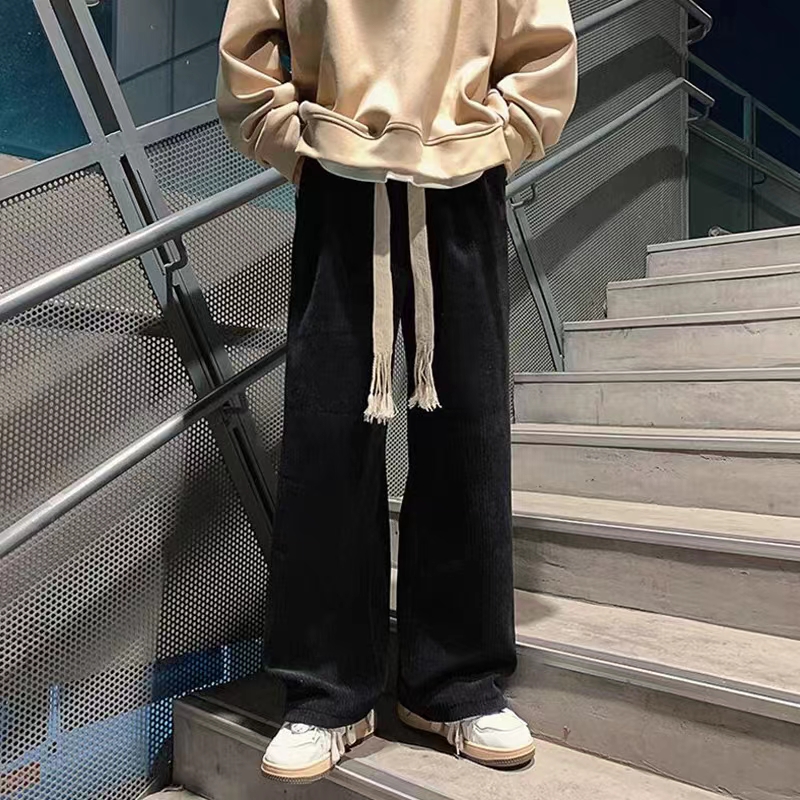 雪尼尔灯芯绒裤子男士春秋季宽松新款大码男裤卫裤男直筒阔腿裤子
