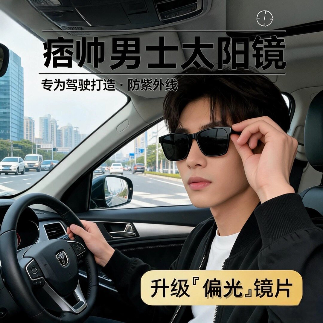 墨镜男女偏光眼镜新款防紫外线开车钓鱼专用方框大脸太阳镜
