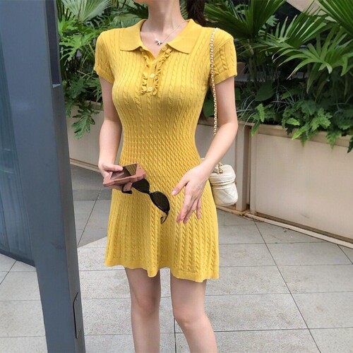气质短袖针织连衣裙女夏季新款