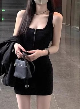 时尚连衣裙女夏季半拉链无袖背心