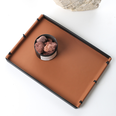 【禾风】长方形托盘家用客厅水杯收纳盘客厅香薰化妆品家用皮质盘