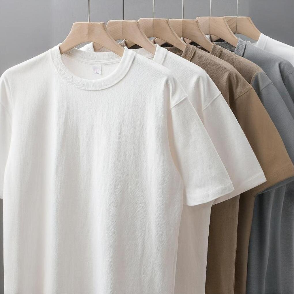美式复古400g重磅纯棉圆领短袖T恤三本针春夏季纯色宽松百搭男ins