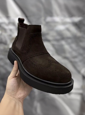 欧货秋冬一脚蹬翻毛真皮男鞋英伦风时尚潮流圆头黑色百搭雅痞同款