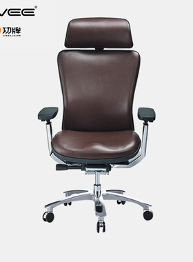 gavee功牌高端进口牛皮老板椅 人体工程学电脑椅办公真皮班椅舒适