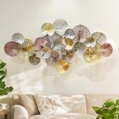 铁艺荷叶壁挂荷花壁饰挂件墙饰酒店会所软装 电视沙发背景墙上装 饰