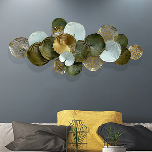 欧式金属荷叶墙面装饰客厅沙发背景墙上挂件壁饰轻奢创意铁艺壁挂