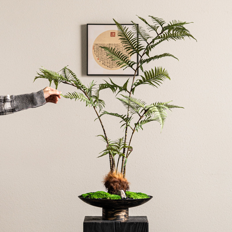 中式文竹仿真花绿植古风客厅电视柜摆件高级仿生花禅意餐桌花摆设