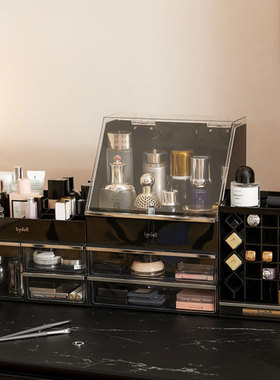 黑色轻奢玻璃口红首饰盒装饰摆件