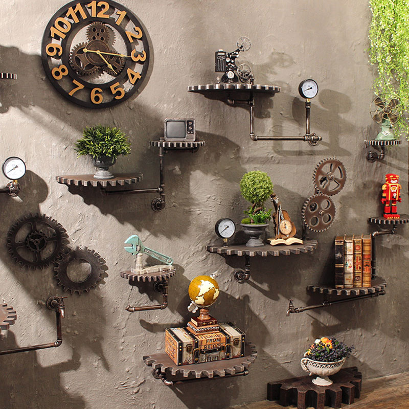 酒吧餐厅工业风模型壁饰置物架