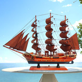 中式 饰乔迁之喜开业礼物 实木一帆风顺帆船摆件高档别墅会所玄关装