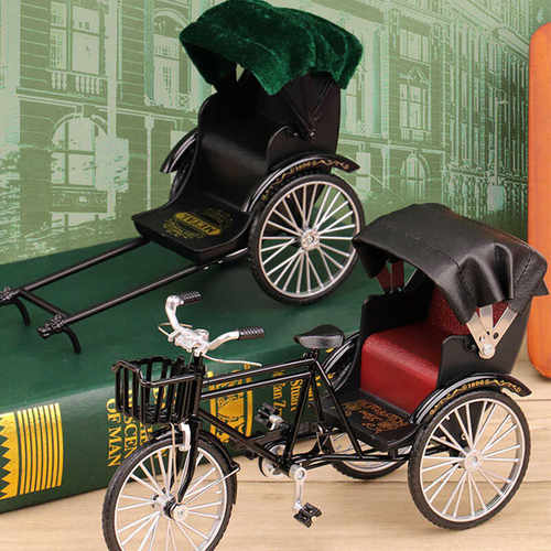 模型摆件合金黄包车怀旧