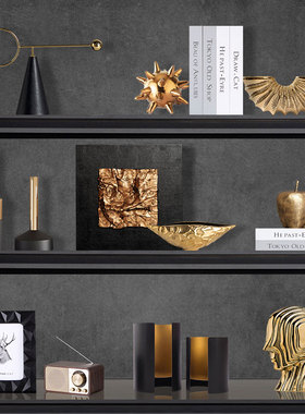 极简意式轻奢客厅酒柜几何摆件