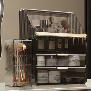 现代轻奢防尘化妆品收纳盒置物架梳妆台化妆台桌面摆件卧室装饰品