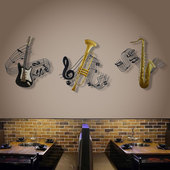 复古工业风乐器唱片酒吧清吧创意个性 壁饰挂件直播间背景墙面装 饰