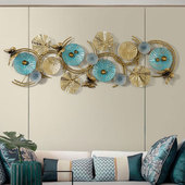 意式 轻奢铁艺圆形荷花壁挂餐厅客厅墙面装 饰品挂件沙发电视背景墙