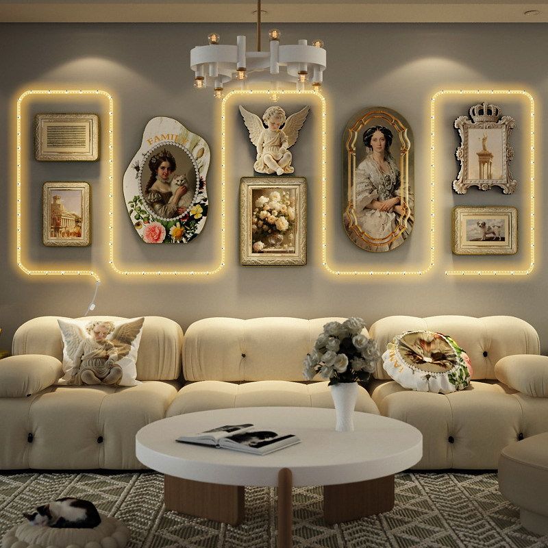 欧式宫廷贵妇装饰画法式轻奢白金色皇冠天使异形挂画沙发背景墙饰,家居饰品,壁饰,淘宝优惠券,粉丝福利购,淘宝优惠卷