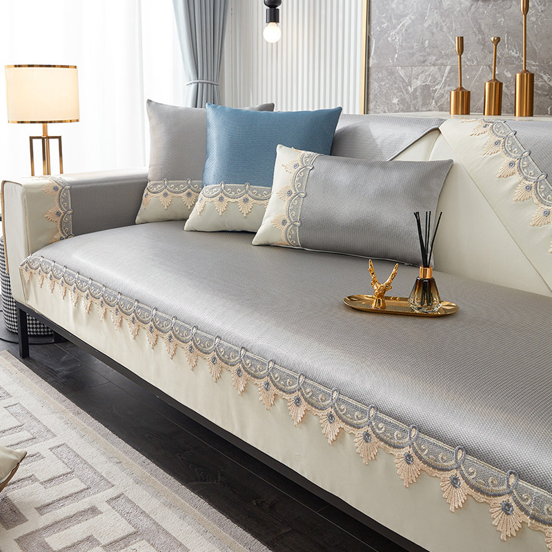 夏季薄款冰丝沙发垫子凉垫套罩蕾丝边皮夏防滑凉席坐垫定制轻奢风,居家布艺,沙发垫,淘宝优惠券,粉丝福利购,淘宝优惠卷