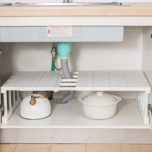 可伸缩厨房下水槽置物架卫生间洗手盆水池橱柜分层锅具收纳架锅架