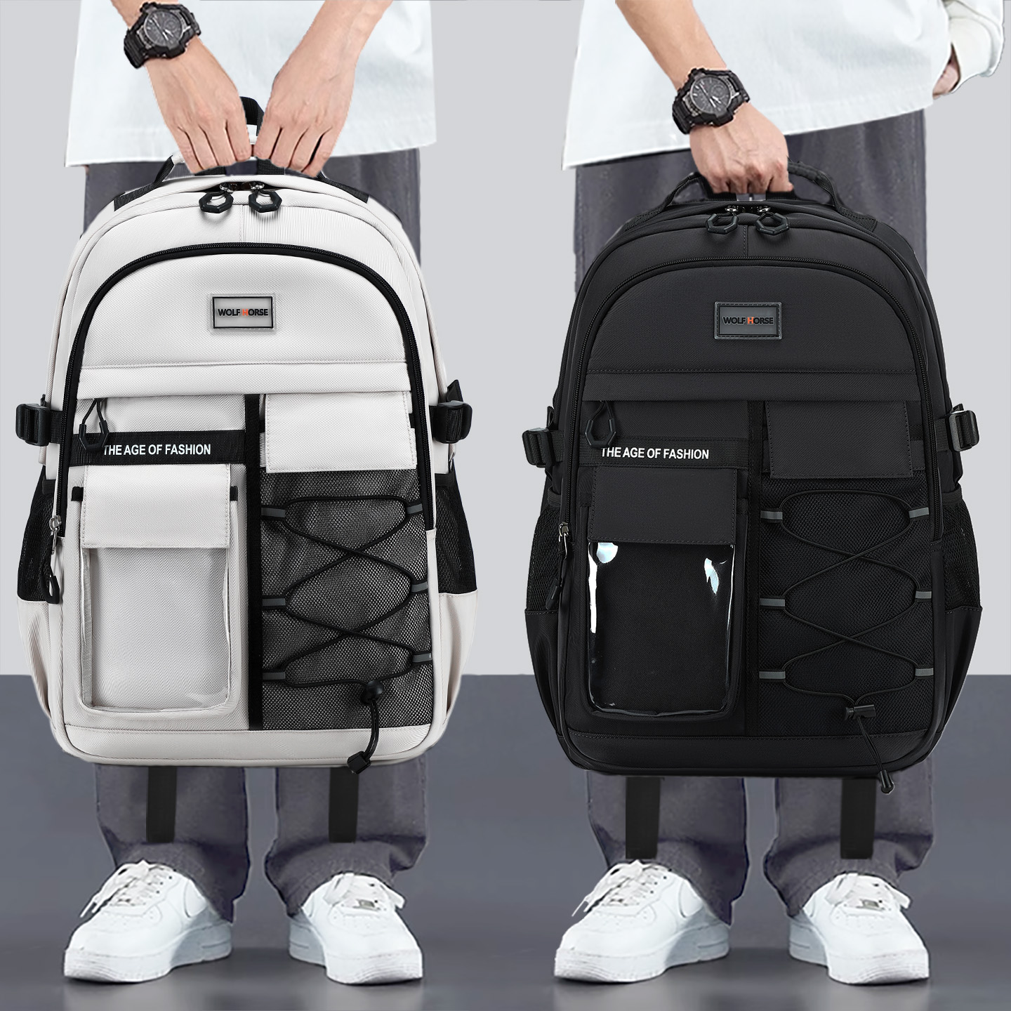 初中生女减负护脊中学生书包