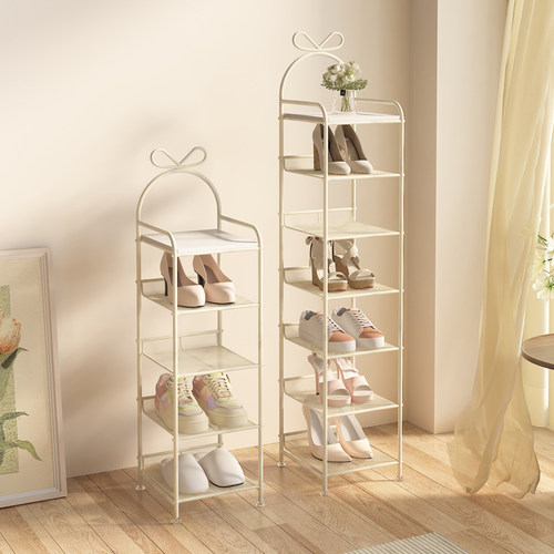 传家红奶油风小窄铁艺鞋架