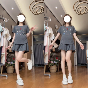 孕妇装夏装新款短袖短裙套装