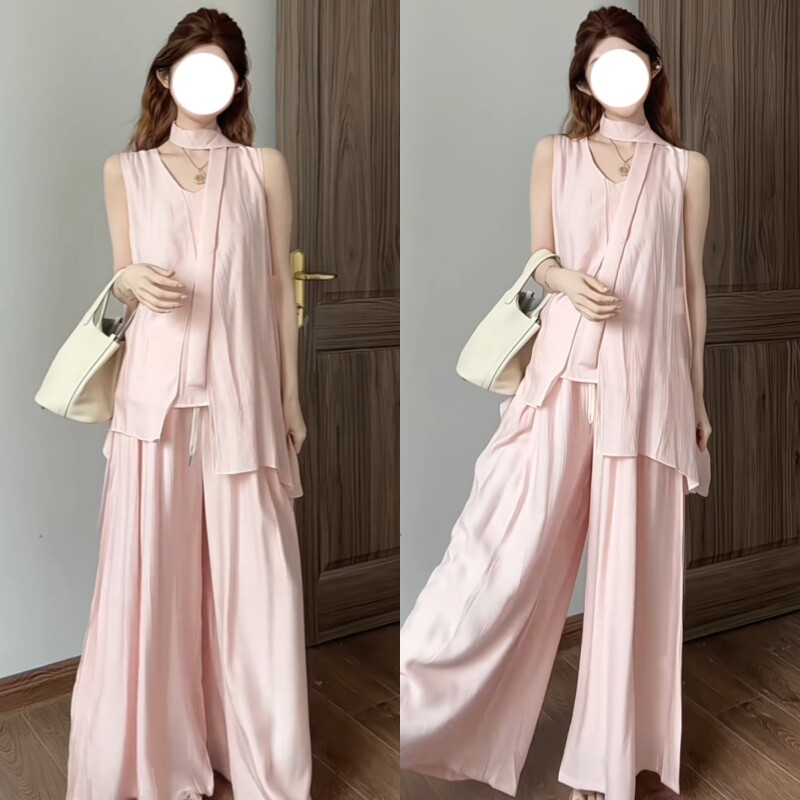夏季孕妇无袖上衣阔腿裤两件套