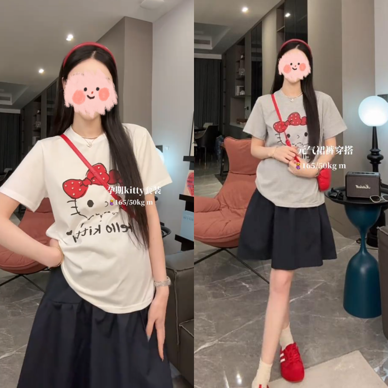 设计感孕妇装夏装2025新款时尚洋气宽松百搭上衣无托腹布裙子套装