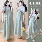 简约百搭圆领上衣搭配中长款 时尚 吊带裙2026女 新款 孕妇两件套夏季