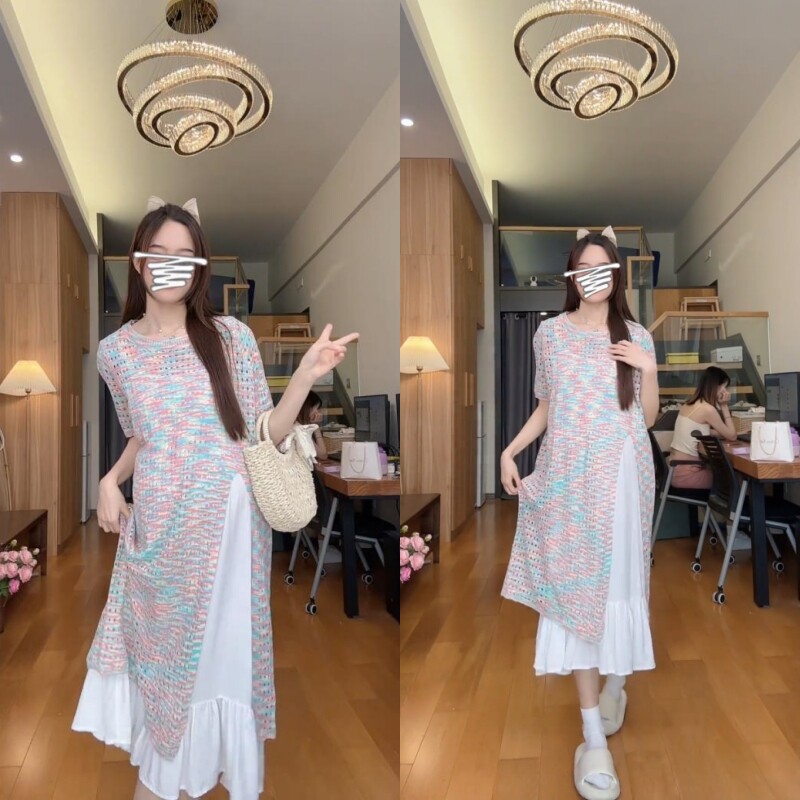 休闲夏季短袖+裙子彩色套装