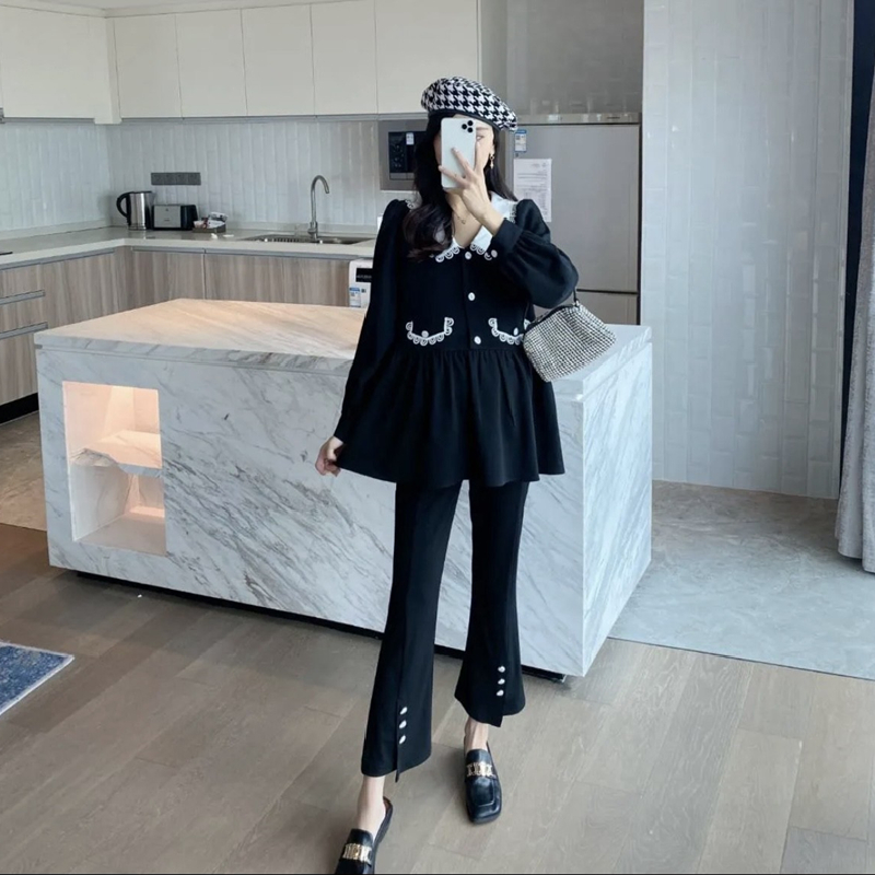 孕妇秋装套装网红2021新款外出时尚款潮春秋款大码上衣秋季两件套