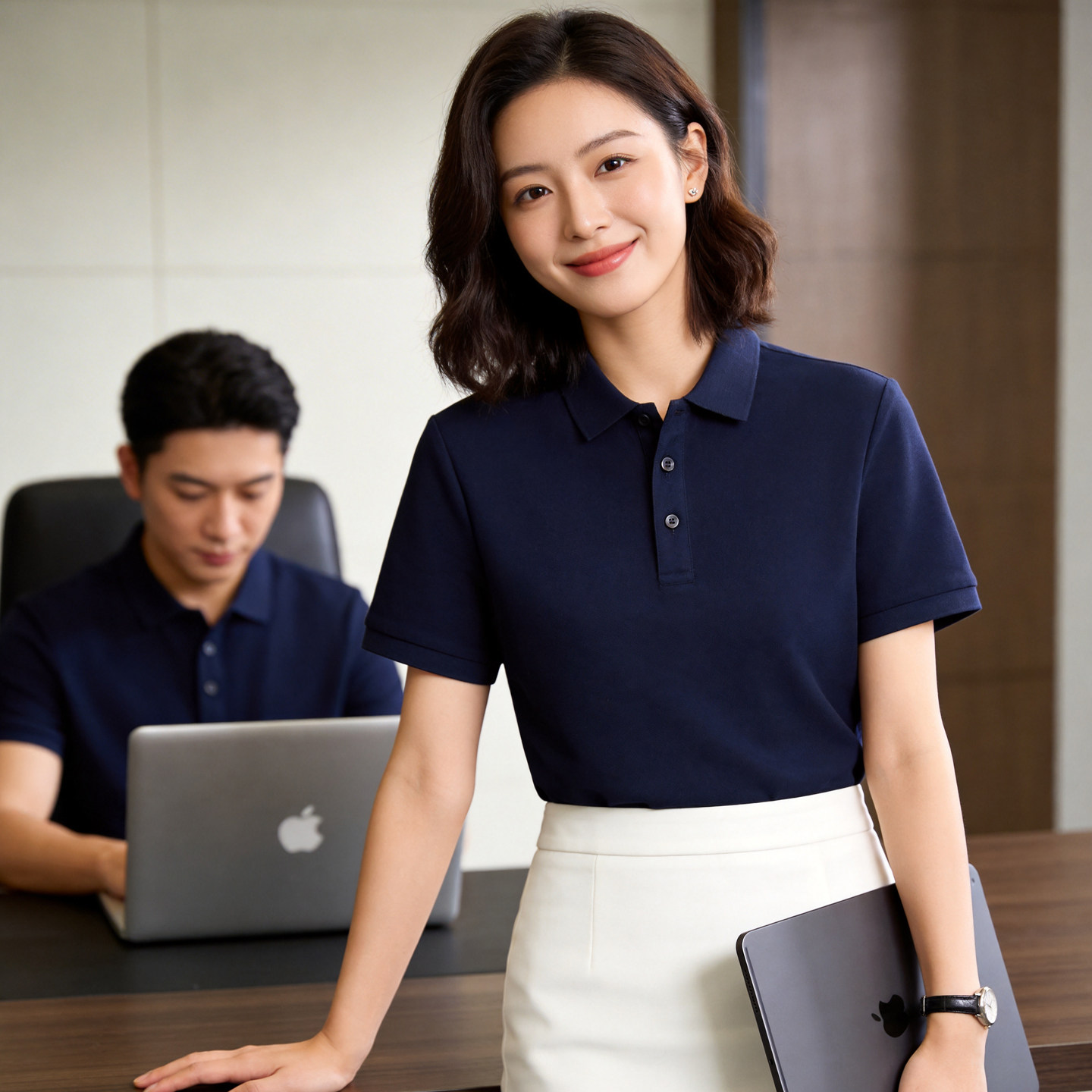 高档纯POLO衫男女夏季工作服短袖定制员工团体工装制服印字logo